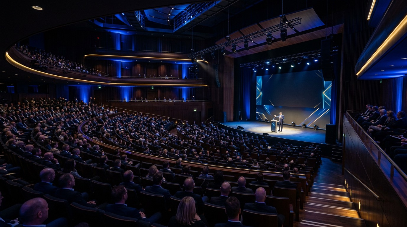 Konferencja biznesowa — prezentacja na scenie