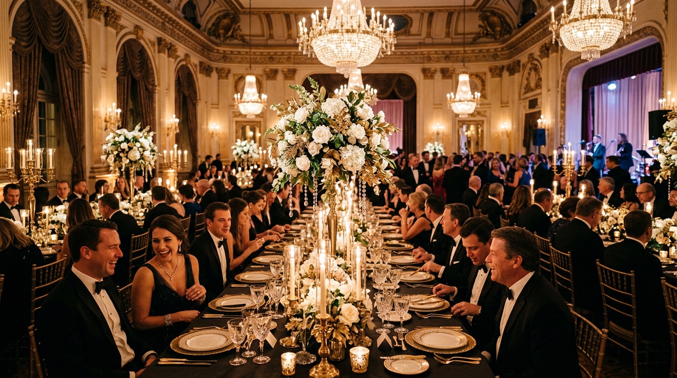 Gala firmowa — nakrycia i florystyka